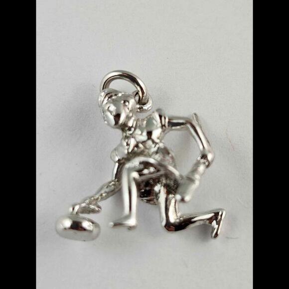 Vintage Woman Curling Charm or Pendant  1/2 inch tall - Picture 1 of 2